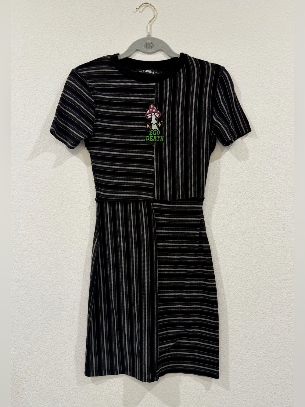 Disturbia Ego Death Split Striped Mini Dress Size Small